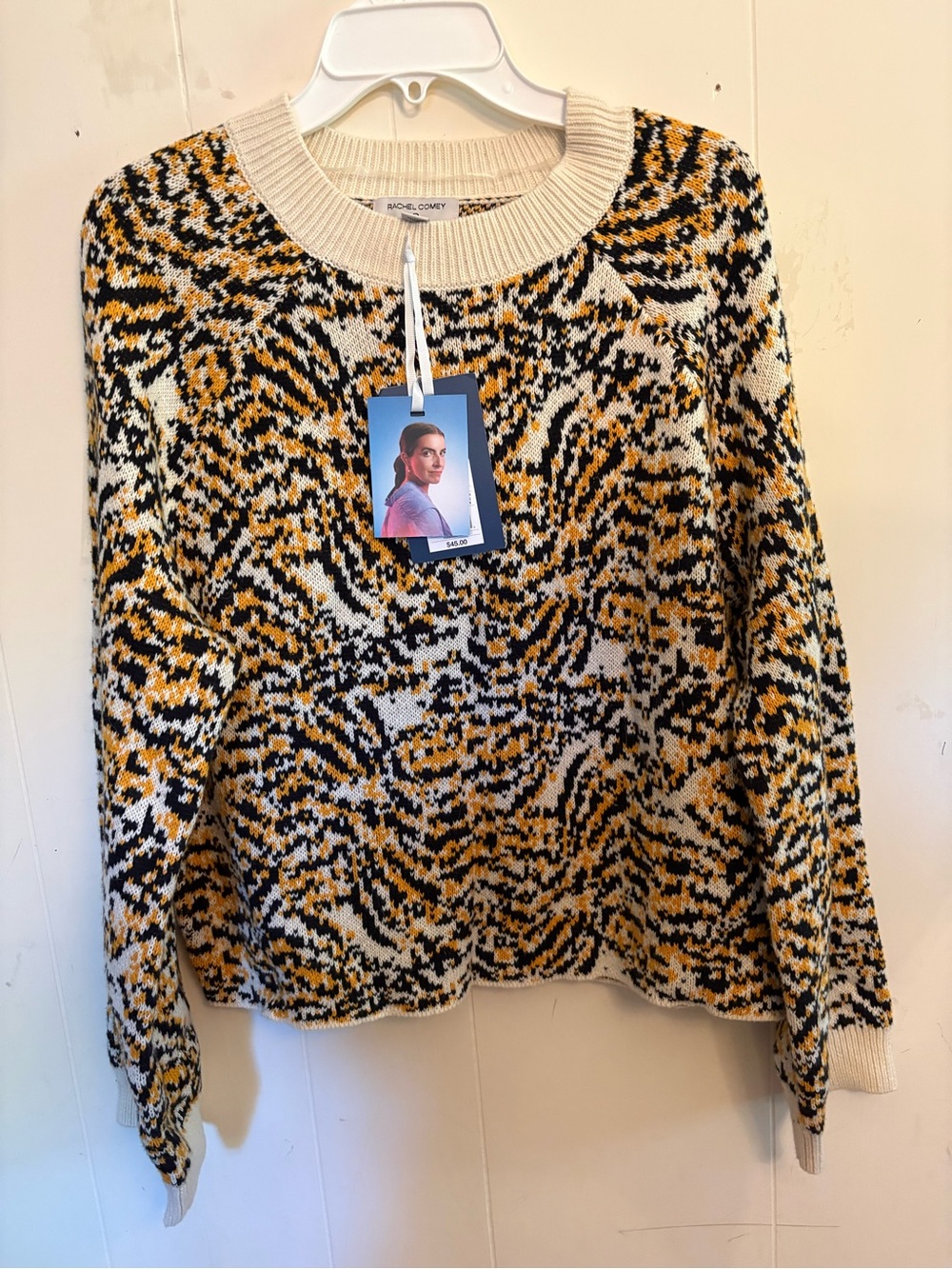 Rachel comey animal print sweater wool blend boxy glam new
